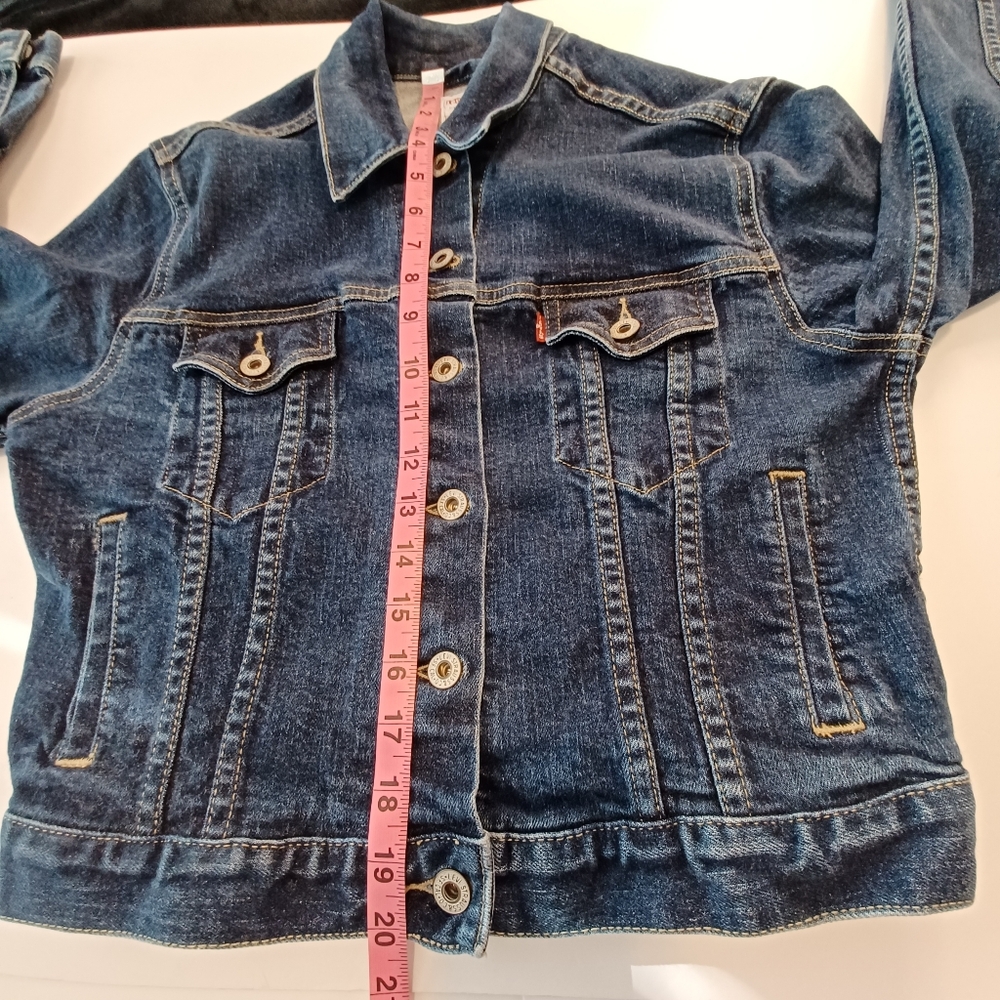 Levi's Dry Goods Cropped Denim Jean Jacket Women's Sz Medium VTG - Picture 5 of 7